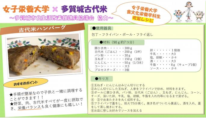 古代米ハンバーグレシピカード