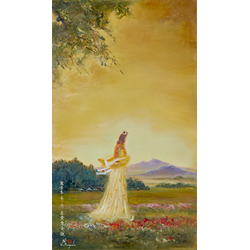 日下常由、【古代多賀城政庁の桜】、希少画集画、風景、自然 日下常由、【古代多賀城政庁の桜】、希少画集画、風景、自然