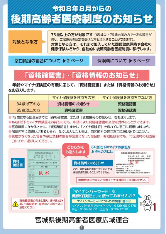 後期高齢者医療保険制度のお知らせ